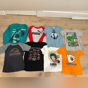 Kids size 7 graphic tees including Puma Jurassic park
